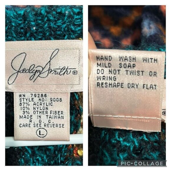 Jaclyn Smith Vtg 90s MultiColor Wild Pattern Embellished Cardigan Sweater Medium - Picture 8 of 8